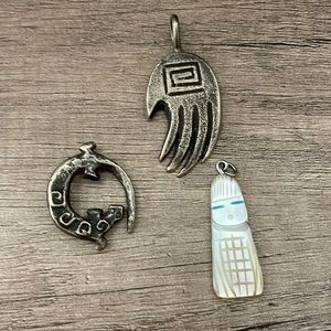 3 pendants two are sterling silver